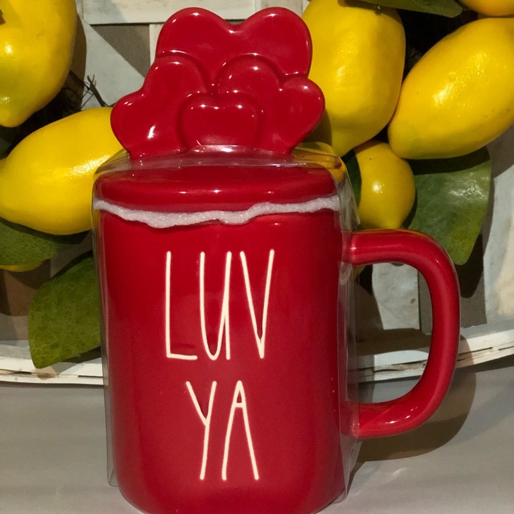 Rae Dunn Luv Ya Mug with hearts topper